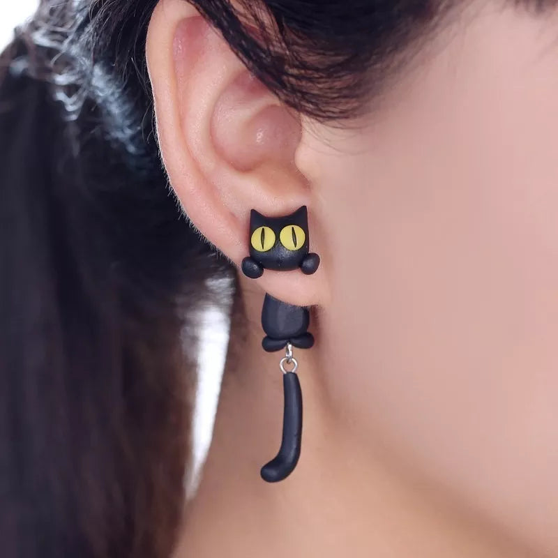 3D Cartoon Cat Earrings Handmade