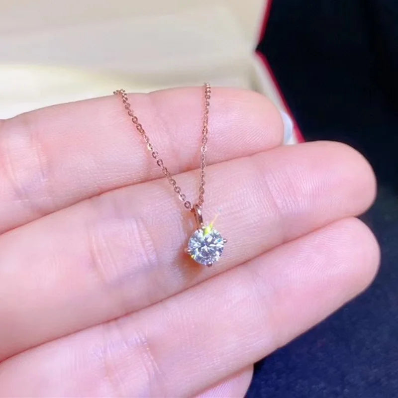 Moissanite Necklace in 18K Rose Gold 0.5CT 5MM