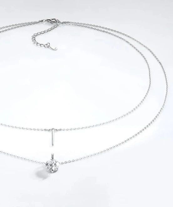 Double Necklace with Moissanite VVS 1-2CT - Radiant Brilliance