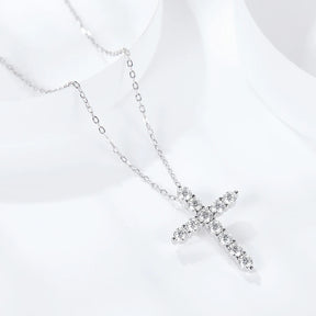 925 Sterling Silver Cross Necklace Plated with 18K White Gold