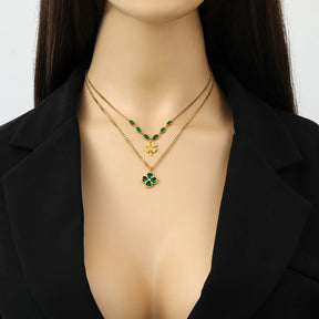 Four-Leaf Clover Necklace with Zirconia