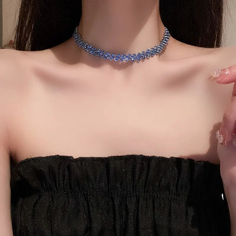 Glamor Luxury Shiny Rhinestone Choker Necklace