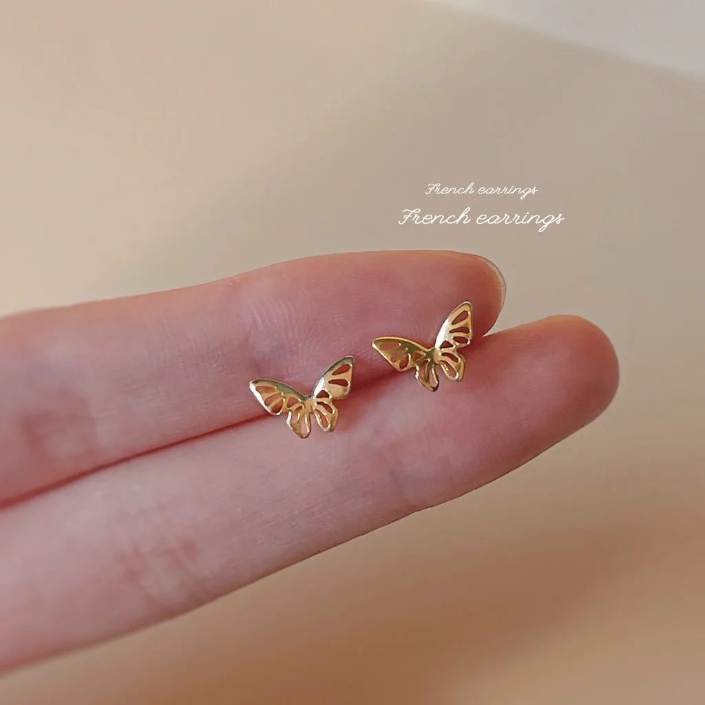 Lovely Small Stud Earrings 925 Silver Gold Plated