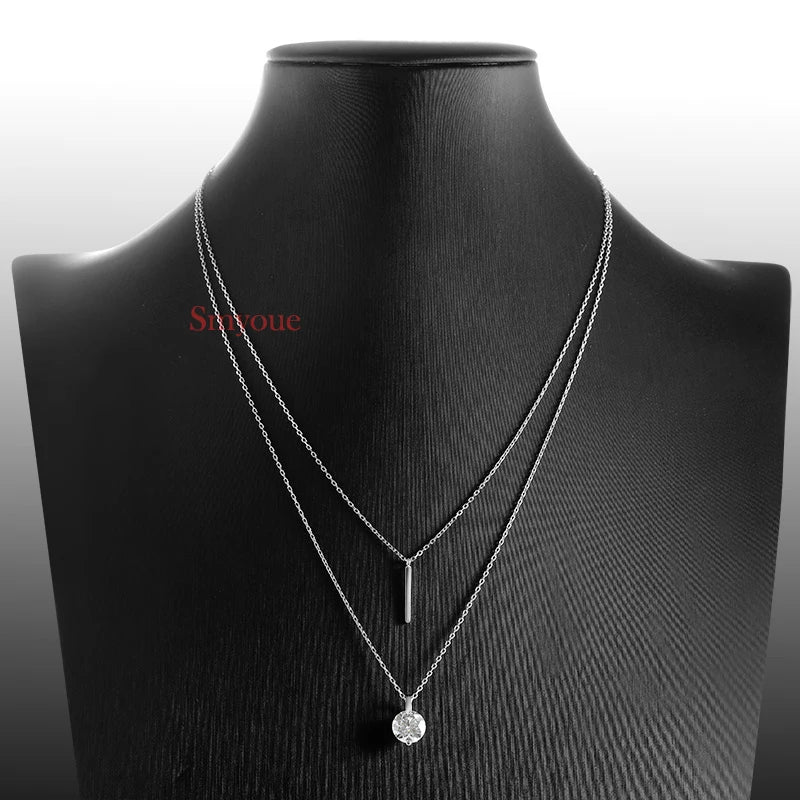 Double Necklace with Moissanite VVS 1-2CT - Radiant Brilliance