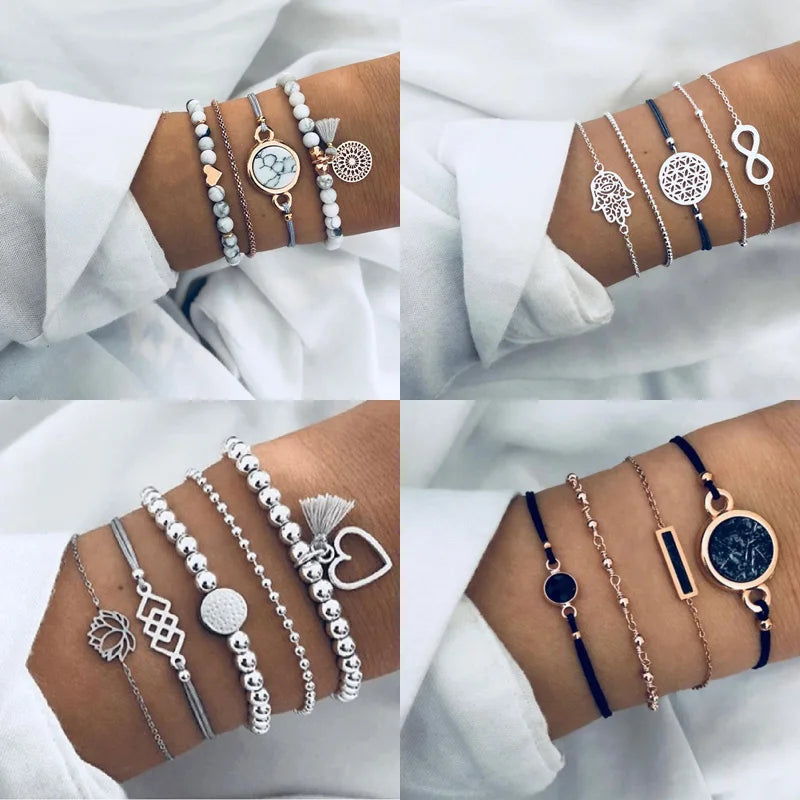 Boho Geometric Bracelet and Bangle Sets for Women
