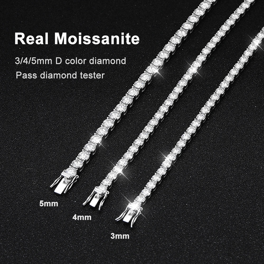 Moissanite Bracelet S925 Sterling Silver Plated 18k White Gold GRA, D V